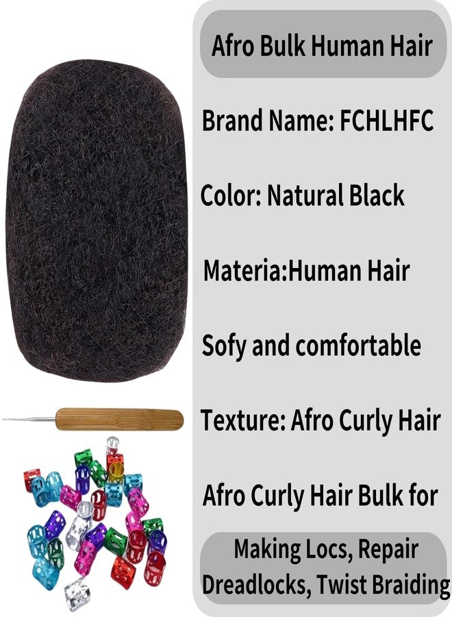 FCHLHFC Afro Kinky Bulk Human Hair For Dreadlocks Locs Extensions Repair Locs Twist Braiding 30Gram Afro Kinky Human Hair Bleach Before Dyeing (Natural Black) - Image 2